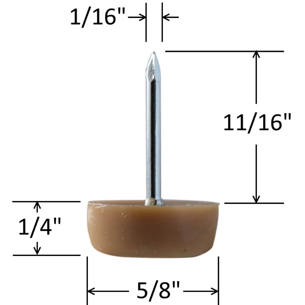 FURNITURE HARDWARE Chair Glides 5/8" Dia. Nylon Glides Brown